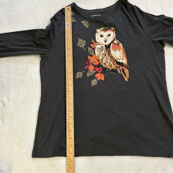 Croft & Barrow Dark Gray Owl Long Sleeve Tee - Picture 7 of 8
